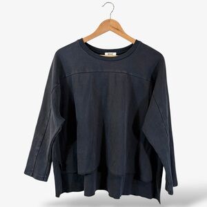 RHC Ron Herman Black Sweatshirt Hi Low Hem Raw Edge Streetwear Casual Minimalist